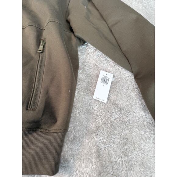 Old Navy Olive Green Dynamic Fleece Bomber Jacket Activewear Womens Size L NWT - Picture 2 of 5